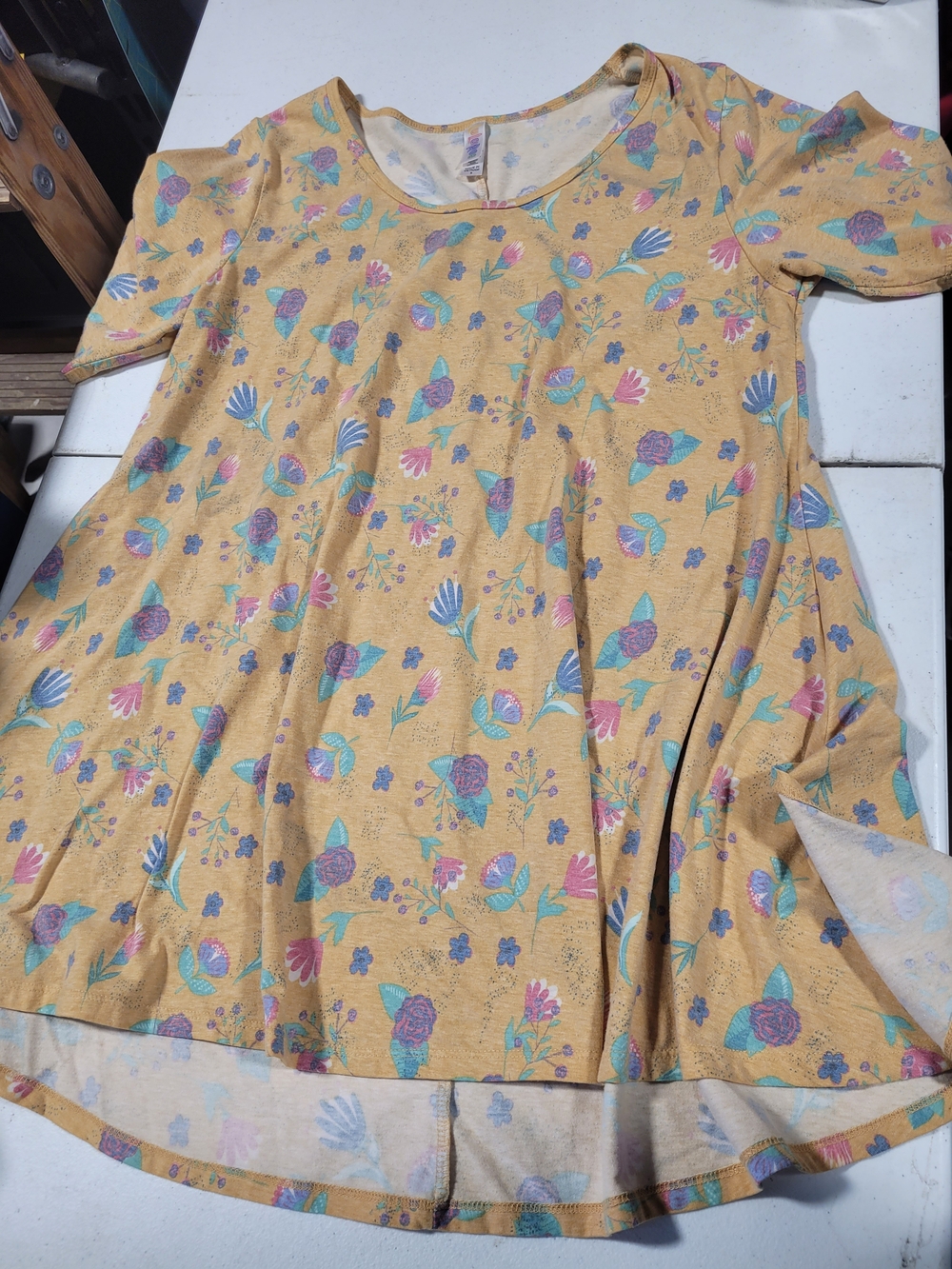 LuLaRoe Mustard Floral Swing Tunic
